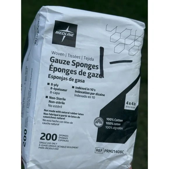 Medline 4 x 4 Gauze Sponges 100% Cotton 8-Ply Woven Non-Sterile Gauze 200 NEW - Picture 3 of 5